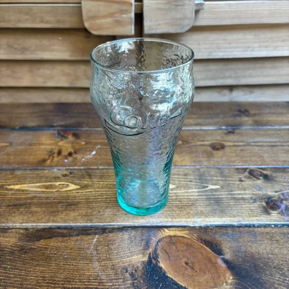 Coca-Cola Textured Green Glasses – Set of 2 – Vintage Contour‎ Style